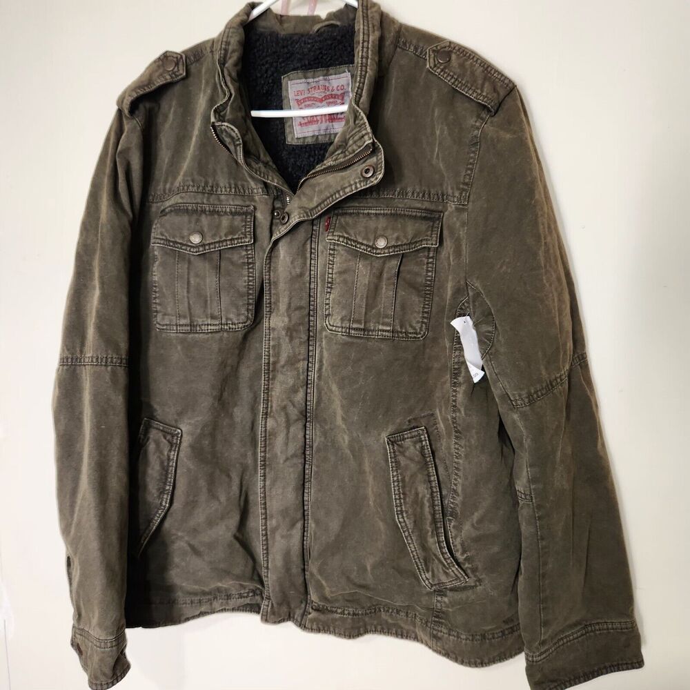 Levis jacket For Mens Size XL With Sherpa Olive Color Full Zip A2